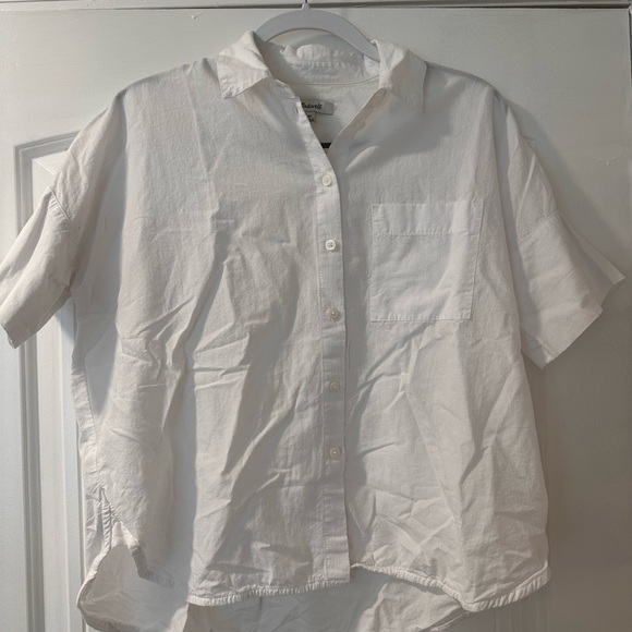 Madewell crisp white boxy button up blouse. Work wear perfect - Picture 1 of 3